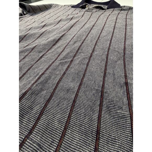 Mens Vintage Soprano Style Paradox MT/LT Navy Pin Stripe Long Sleeve Polo - Picture 4 of 8